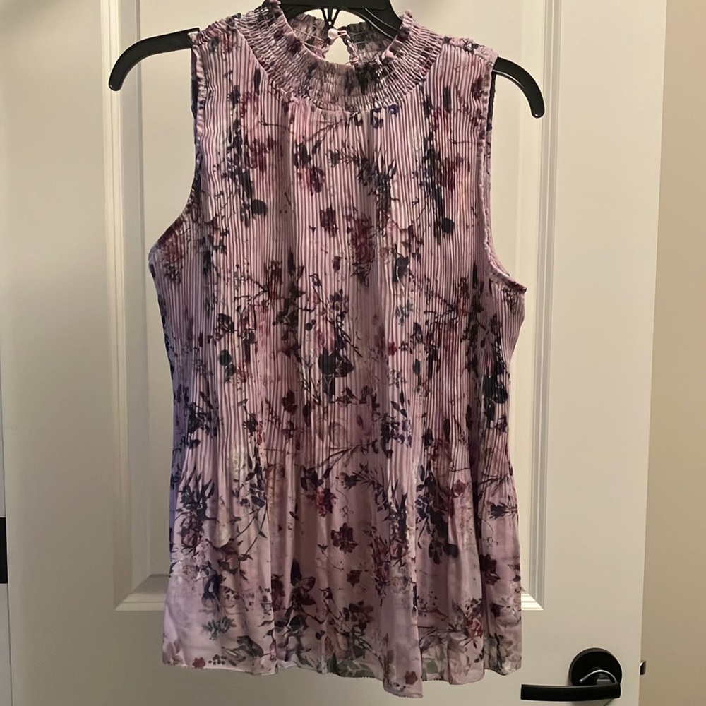 Ricki's Pink Sleeveless Blouse with Pleated High Neckline